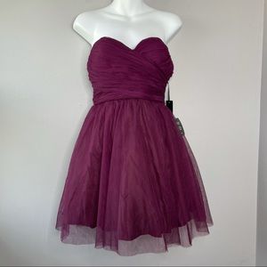 LULU’S Strapless Purple Mini Formal Prom Dress